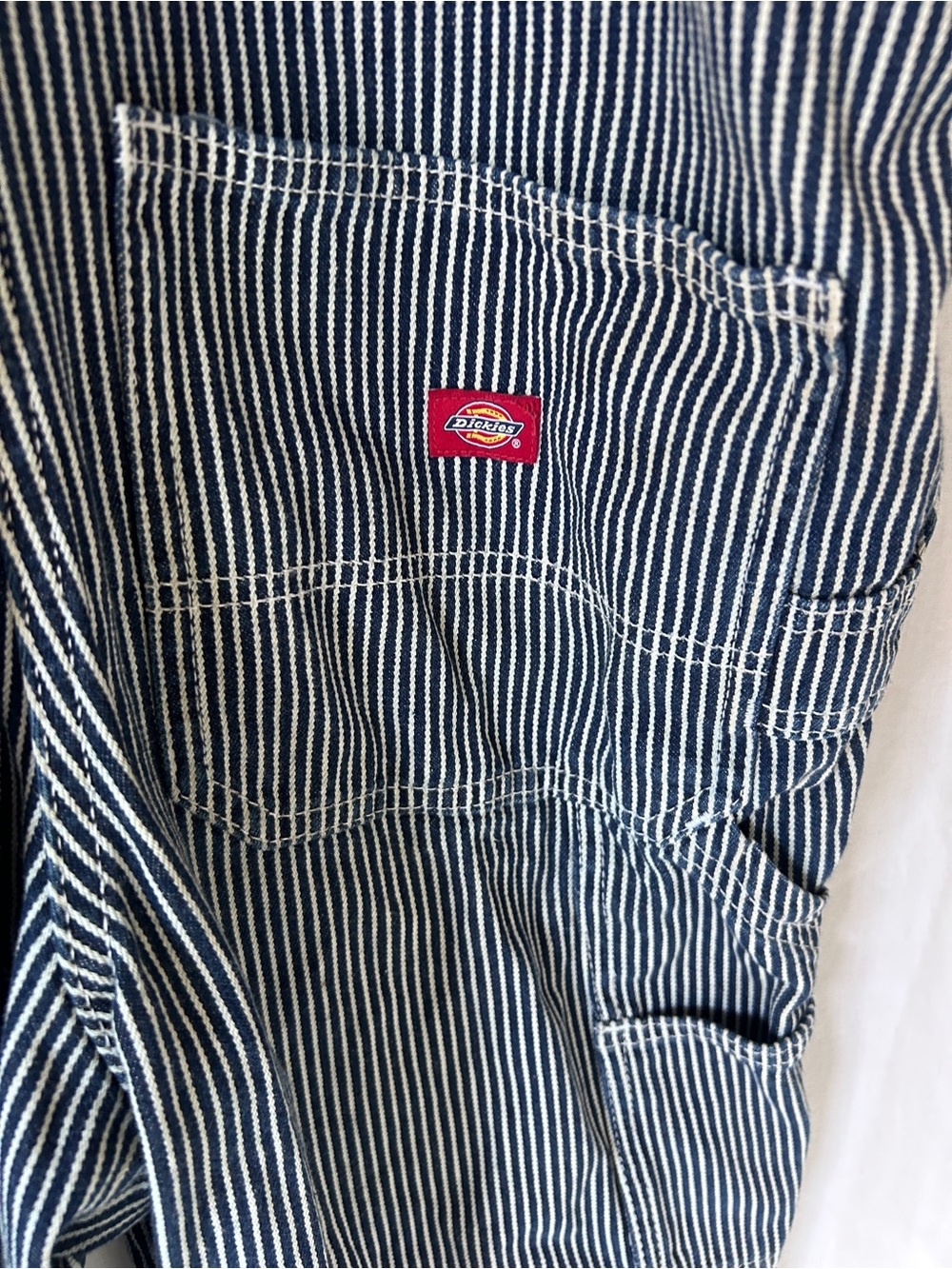 Dickies Striped Women's Cotton Overalls - Blue/White - Picture 6 of 6